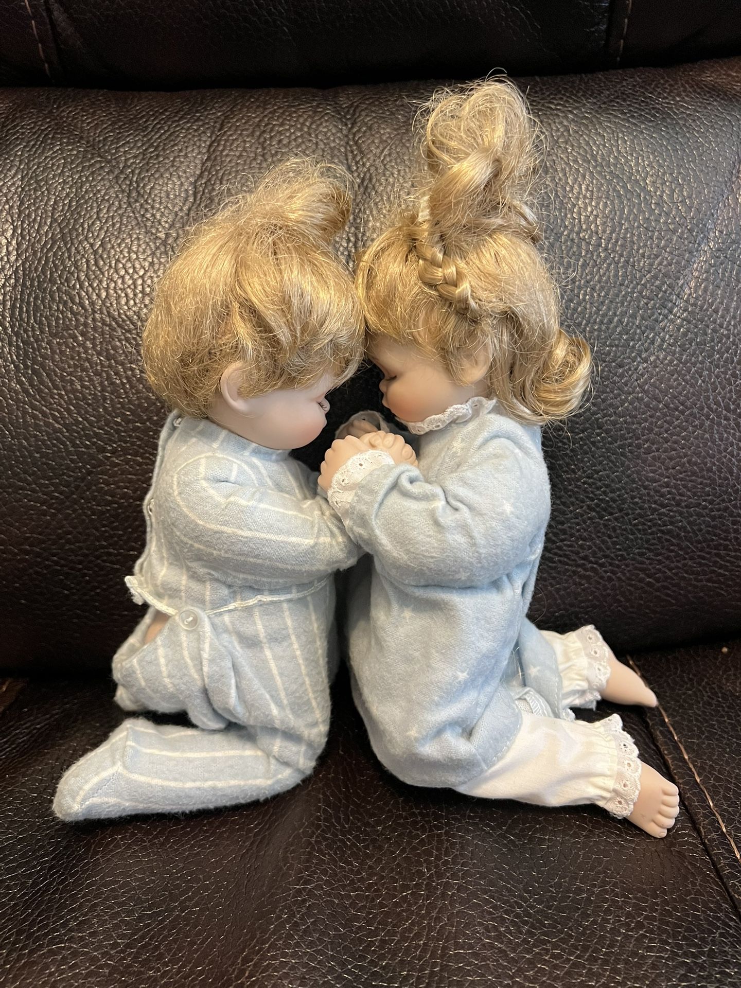 Praying Siblings Porcelain Doll Set