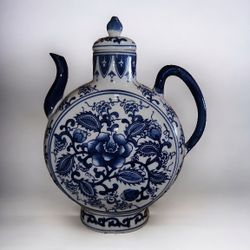 Vintage Asian Spout & Handled Ceramic Decanter/tea Pot