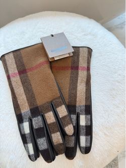 Brand New Burberry Gabriel Icon Stripe Leather Gloves Size Large