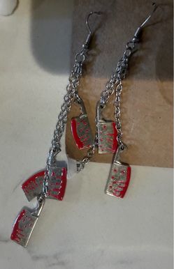 Bloody Meat Cleavers Horror Dangling Earrings Halloween Hot Topic Serial Killer