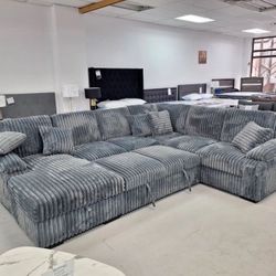 Brand New Super Plush Comfy Corduroy Pullout Sectional Set 