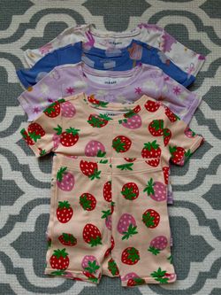 Lot of 4 Old Navy Kids Toddlers Girls Cotton Snug Fit Short Sleeve Summer 2-piece Pajama Sets Size 6T