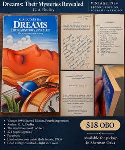 Vintage 1984 Dreams: Their Mysteries Revealed – G.A. Dudley – $18 OBO