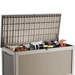 320 Gallon Deck Boxes Waterproof, Outdoor Large Storage Boxes with Lids, Outside Resin Storage Box &