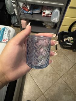Clear blue candle holders