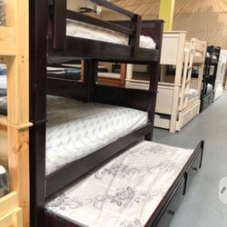 PINEWOOD BUNK BED LITERA DE MADERA DE PINO CON COLCHONES INCLUIDOS