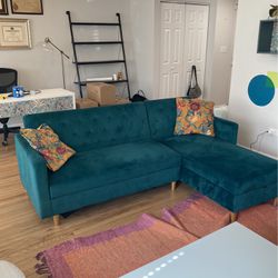 Teal Sectional Sofa/pull-out Bed