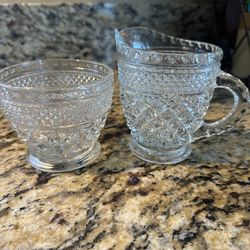 Vintage Wexford glass cream and sugar bowls