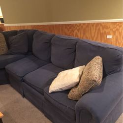 3 Piece  Navy  Corduroy Sectional Sofa Sleeper