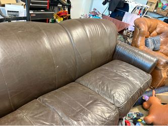 Brown leather couch