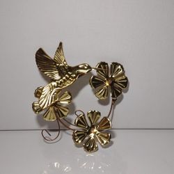 Vintage Brass Wall Hummingbird