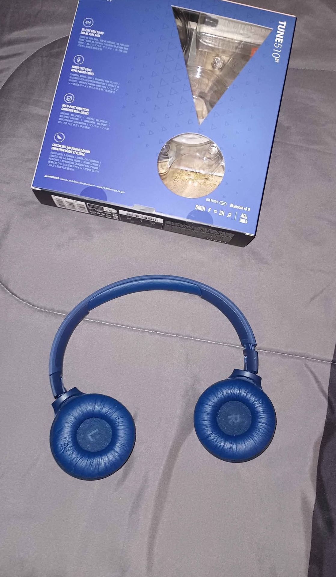 JBL Tune 520BT Wireless Bluetooth On-Ear Headphones Blue New Sealed