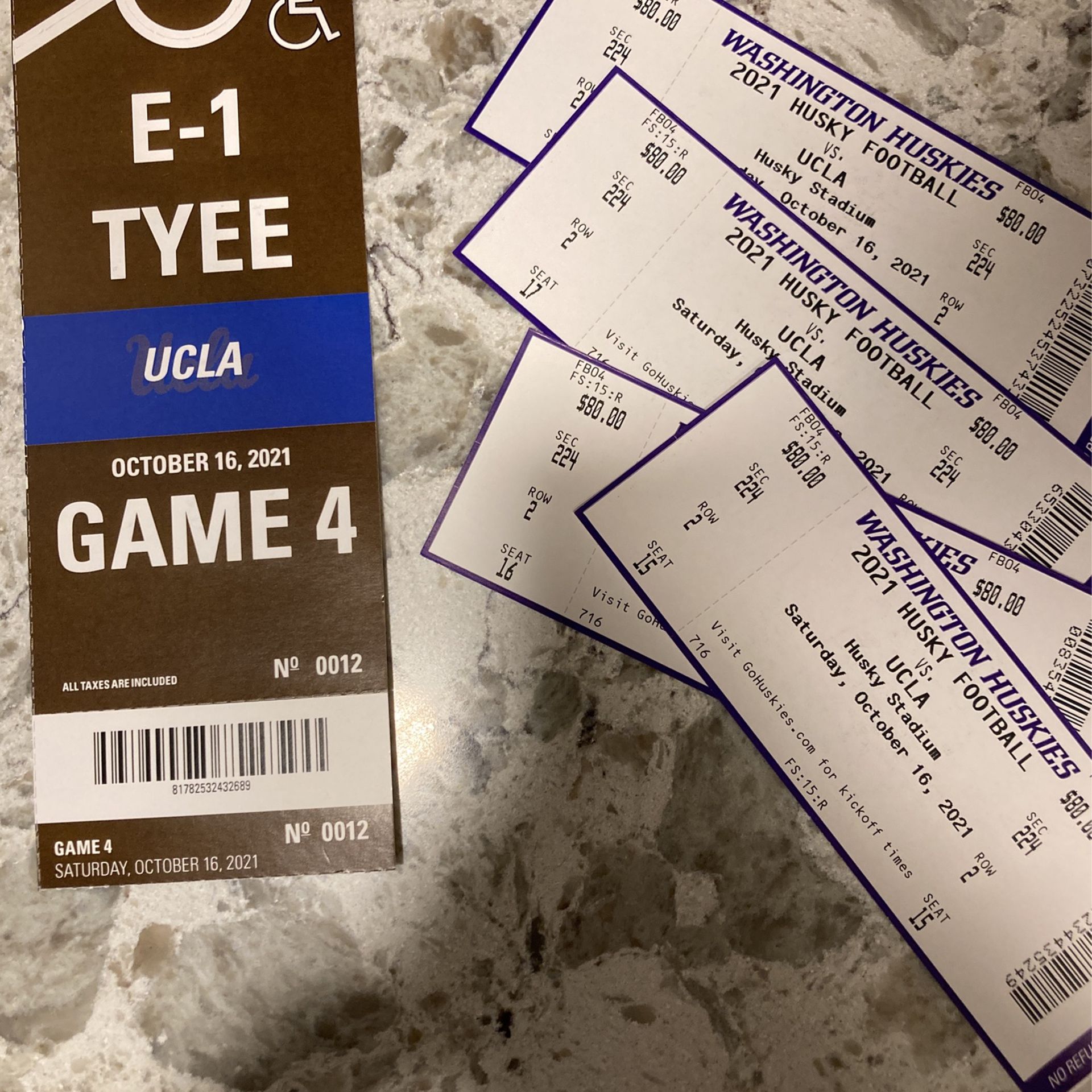 UW v UCLA Football tickets (all 4)