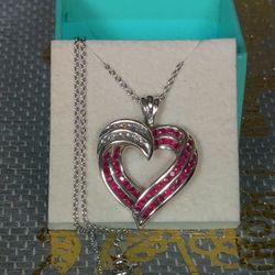 Stunning Ruby Heart Necklace 