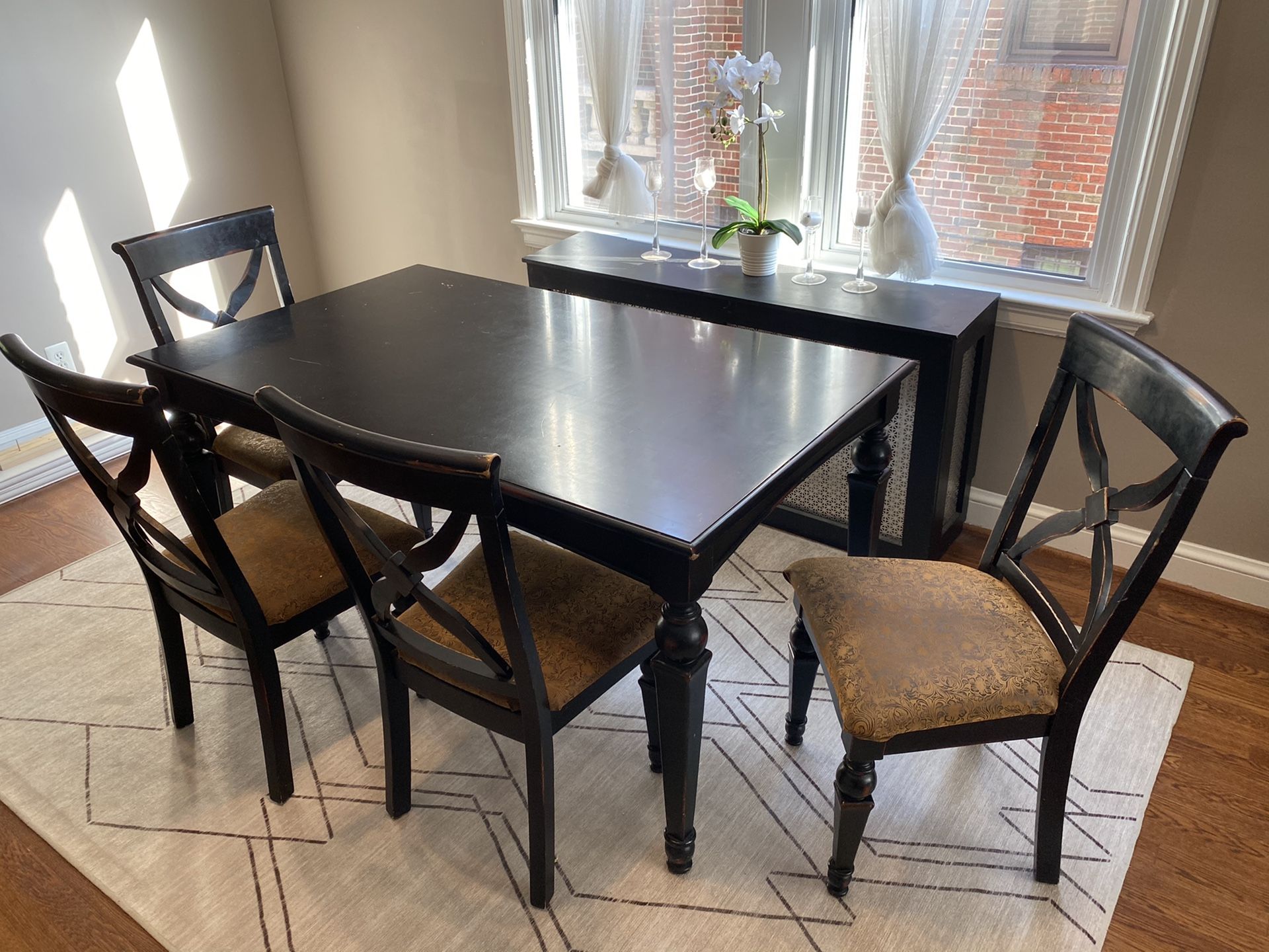 Dining table and four chairs