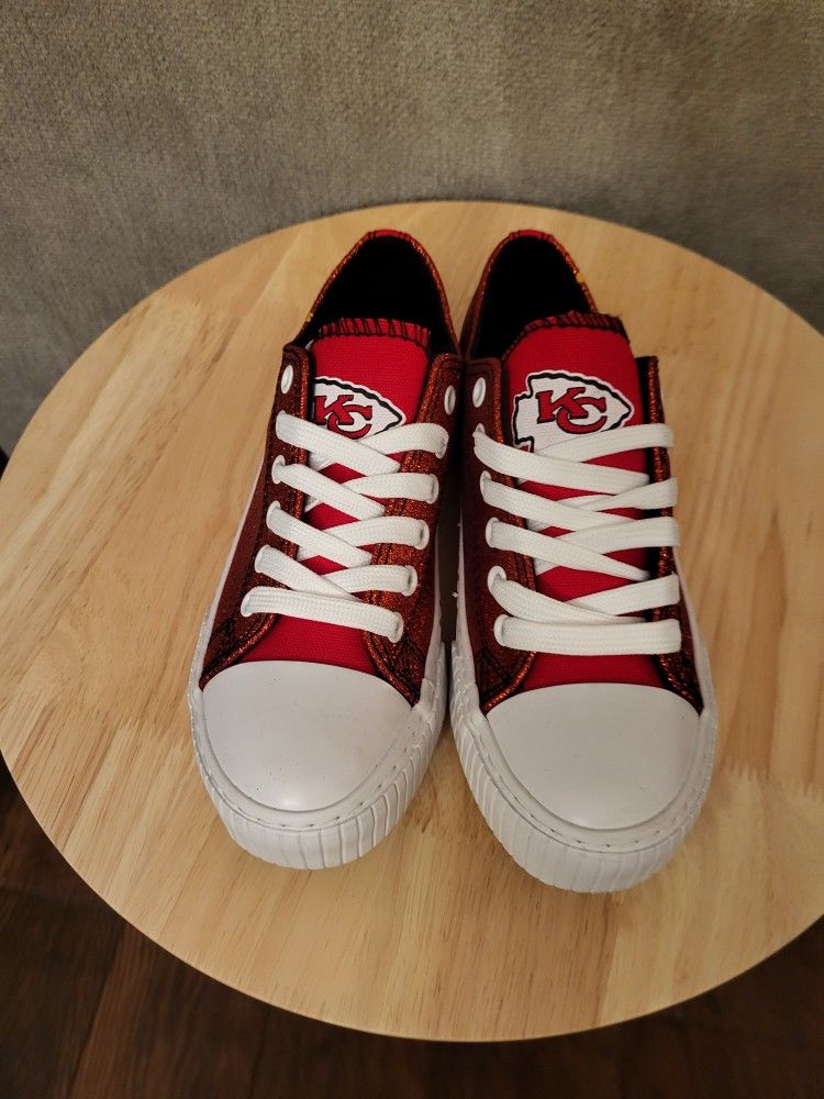 Kansas City Chiefs NFL Womens Color Glitter Low Top Canvas Shoes