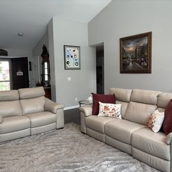 Natuzzi leather sofa and loveseat