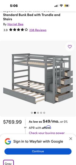 Wayfair Bunk bed with trundle