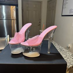 Baby Pink/Clear Pleasers (Size 8)