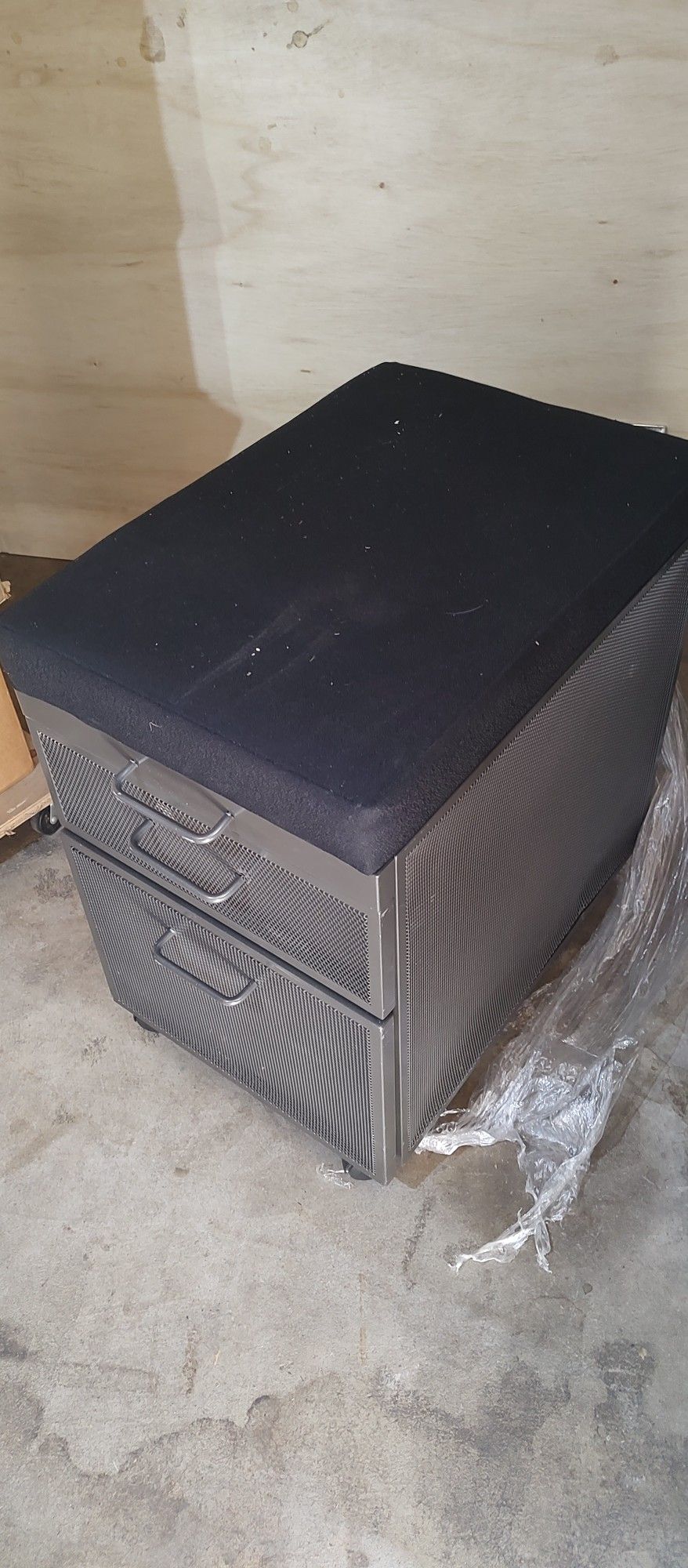 Filing Cabinet With Cushion Seat Top.