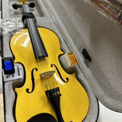 4/4 Full Size Yellow Violin with New Bow, Digital Tuner, Extra Strings $140 Firm