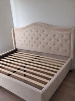Upholstered king size Bed Frame with Headboard