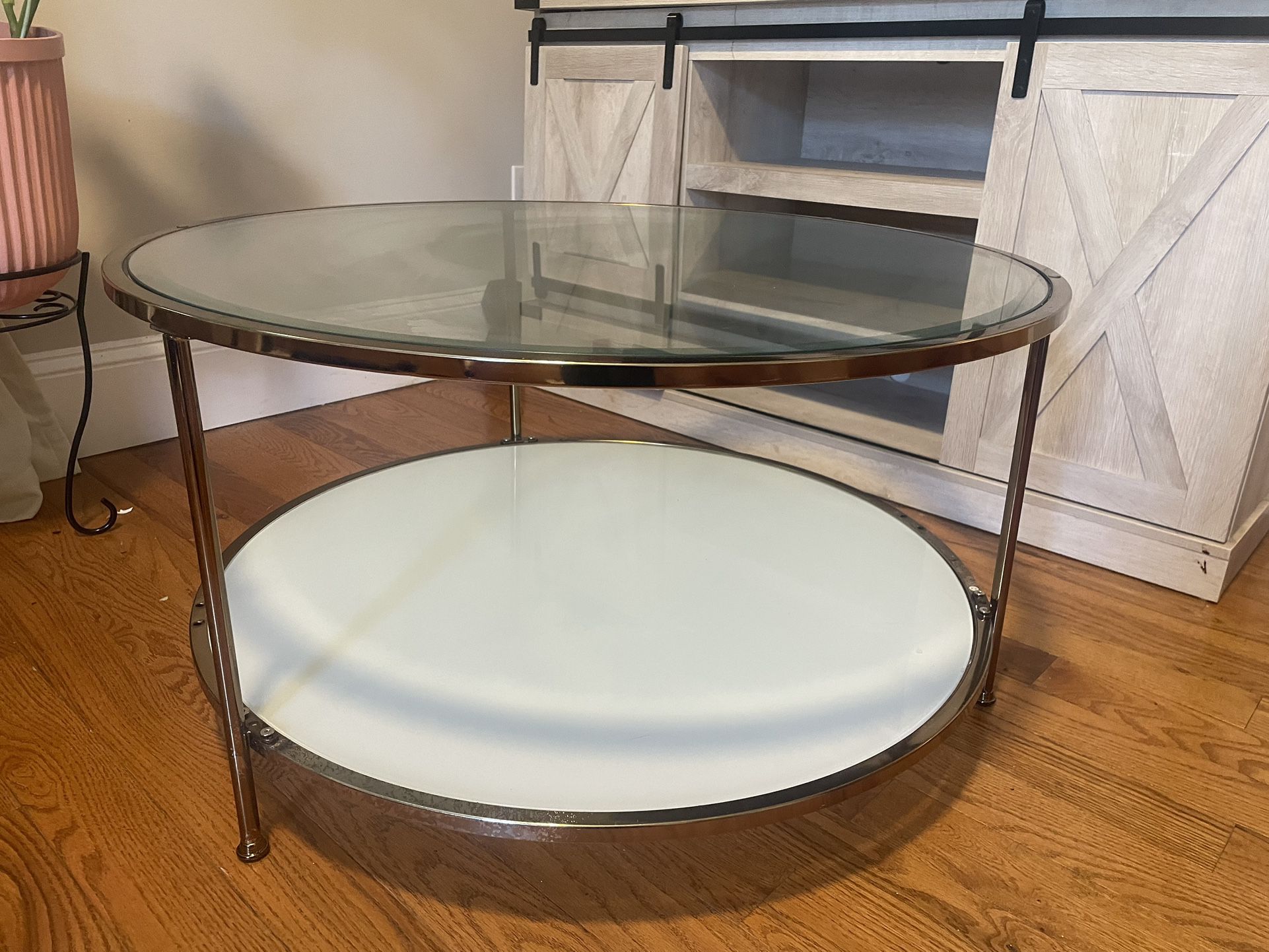 Gold Metal Frame Glass Top Coffee Table