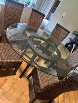 Round glass table 6 chairs