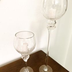 Tall Decorative Crystal Candle Holders (Set of 2)