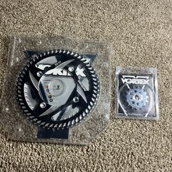 Vortex front and rear sprocket for a cr85