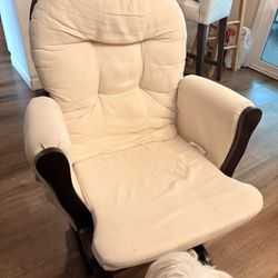 Storkcraft Espresso With Beige Cushion Hoop Glider And Ottoman Set 