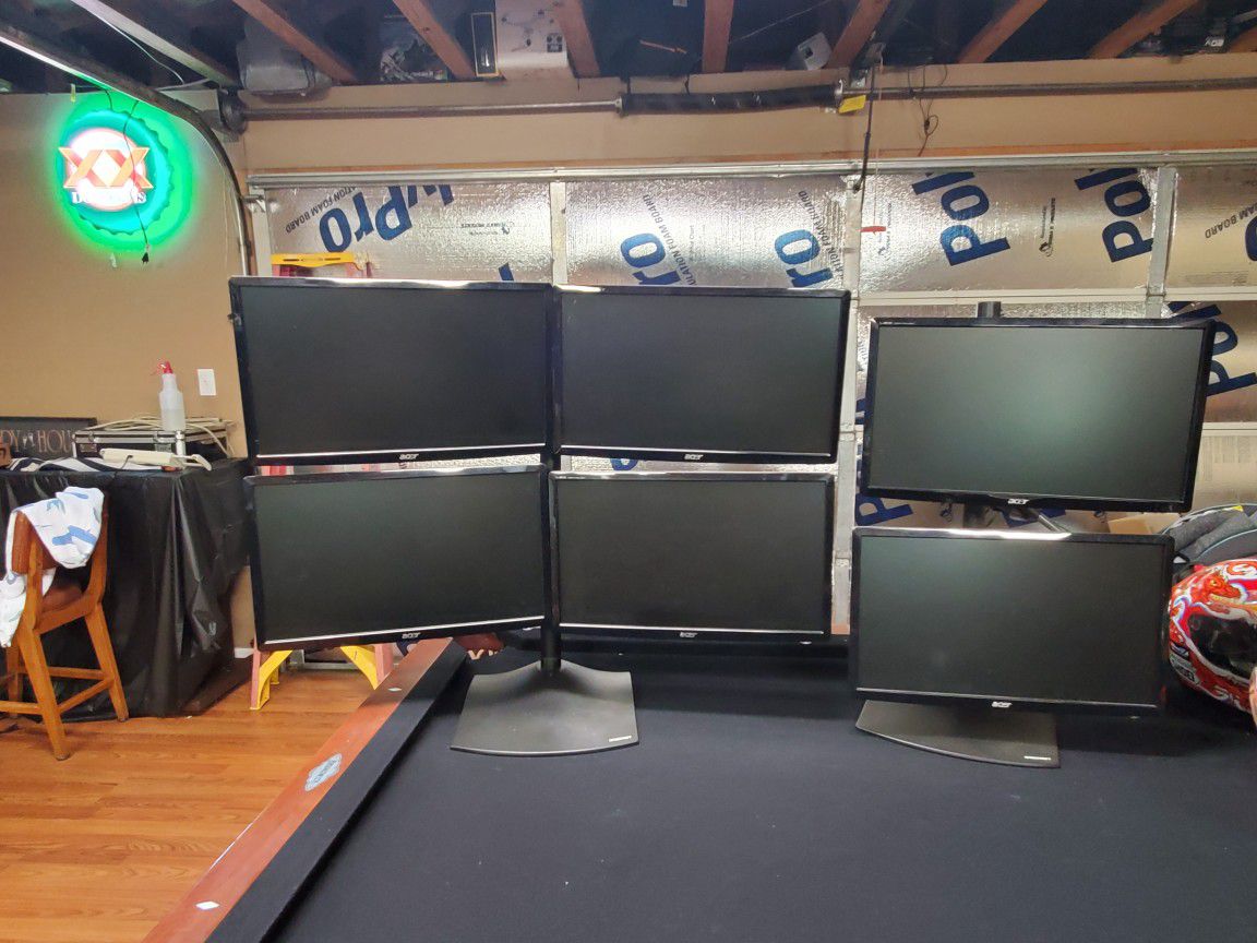 Ergotron and six Acer monitor setup.