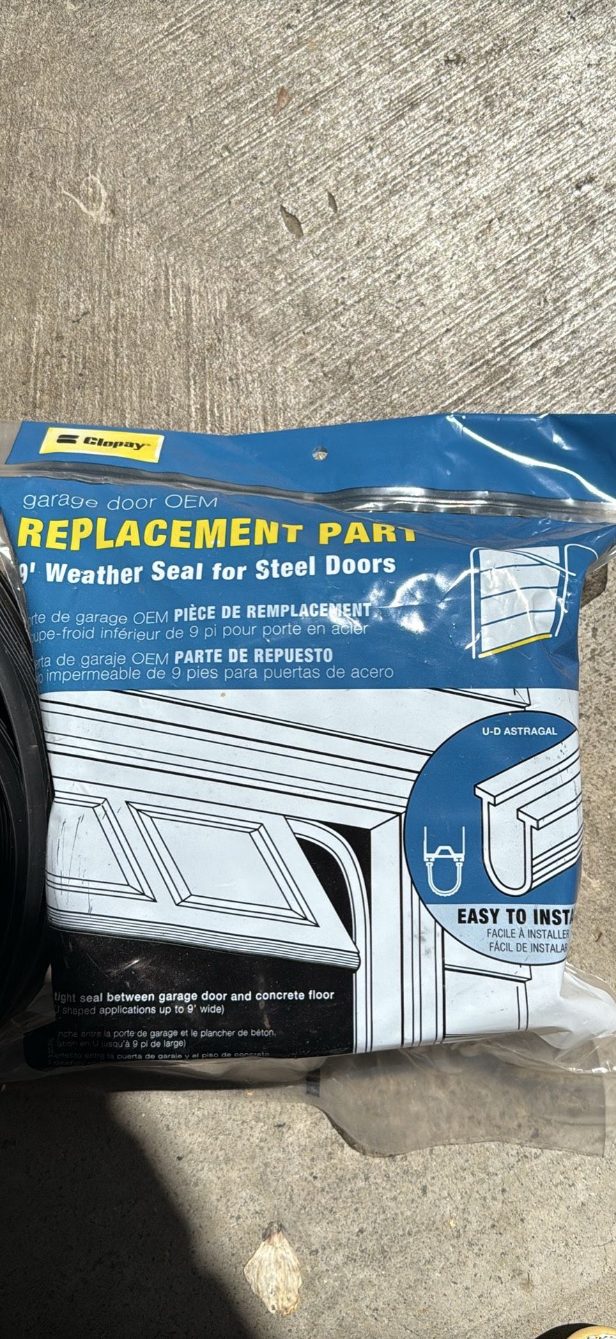 2 - 9’ Garage Door Bottom Seals
