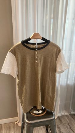 Sonoma Goods For Life Men's Short Sleeve Henley Shirt - Olive/White (Size Large)