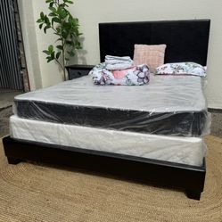 Queen Size Bed Frame With Never Used Mattress And Box Spring 