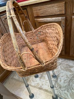 Basket old wooden handles large