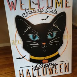 Halloween Cat Decoration Sign