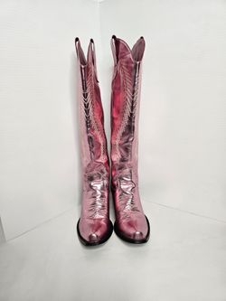 Metallic Pink Knee High Cowboy Boots  Size 7