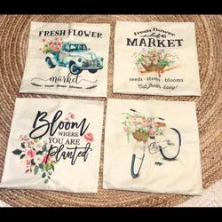 Set of 4 French Country Cottage Flex Accent Linen Pillow Cases