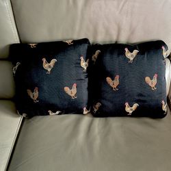 BEST OFFER BLACK SOFA PILLOWS WITH ROOSTERS $25 FOR BOTH OR BEST OFFER