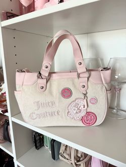 Juicy Couture ‘Juicy Girls Rule’ Pink Velour Tote Bag