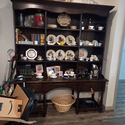 Wood buffet and hutch