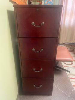 4-Drawer Wood Filing Cabinet in Cherry