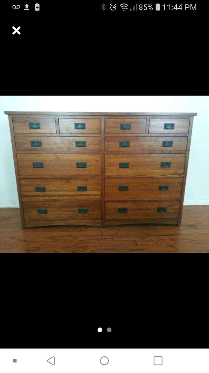 Dresser 12 drawer solid mission oak Restoration Hardware