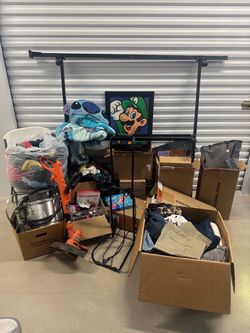 Storage Unit Bulk Sale: Clothing, Electronics, grass trimmer, home decor, dolly, shoes and more!