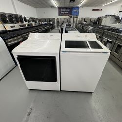 LG 5.0 cu.ft. SMART Top Load Washer in Alpine White with TurboWash And Dryer 7.3 Cu Ft