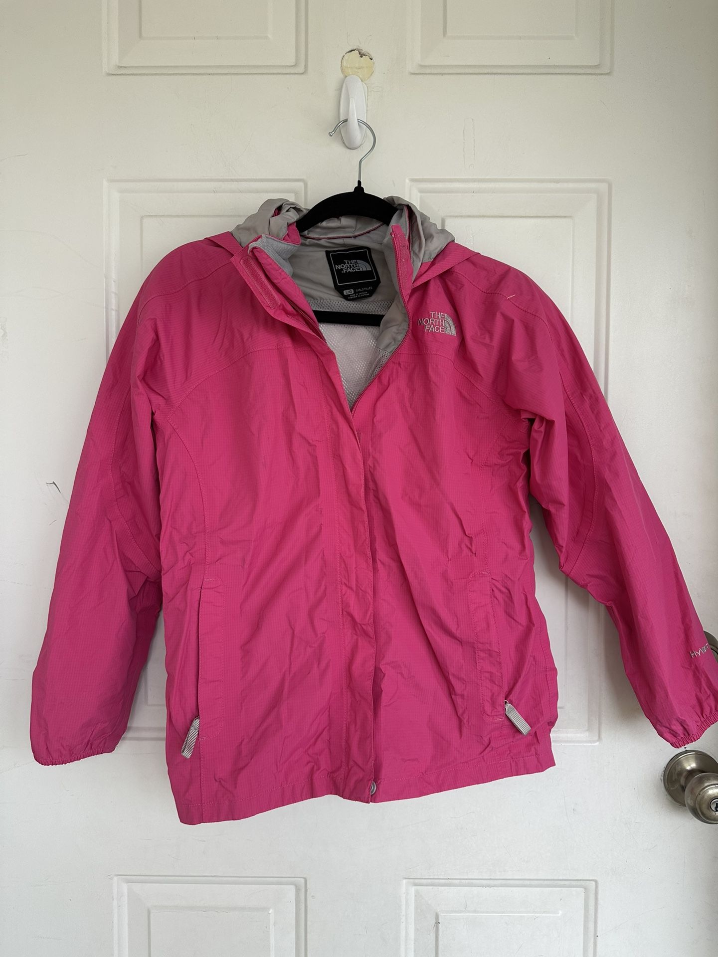 THE NORTH FACE Hot Pink Nylon HYVENT RAIN JACKET Windbreaker Coat YOUTH L Girls