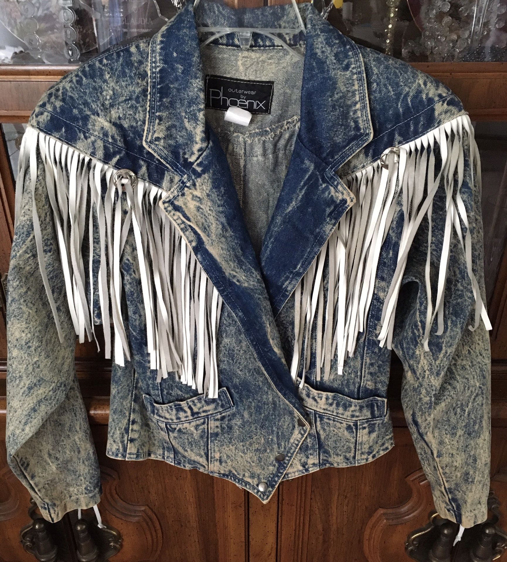 Cowgirl Fringe Denim jacket size small to medium