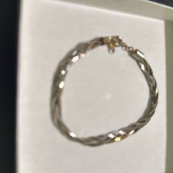 Milor Tri Color Sterling Silver Triple Weave Herringbone 925 Bracelet Italy 