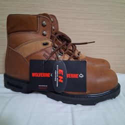 Brown Leather Steel Toed Work Boot Wolverine  Size 12